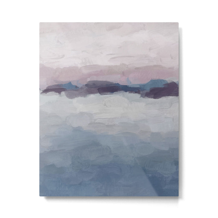 Oceans Away - Plum Purple Lavender Blue Abstract Painting Waves Cloud Horizon Modern Art Metal Print Gallery Image 1