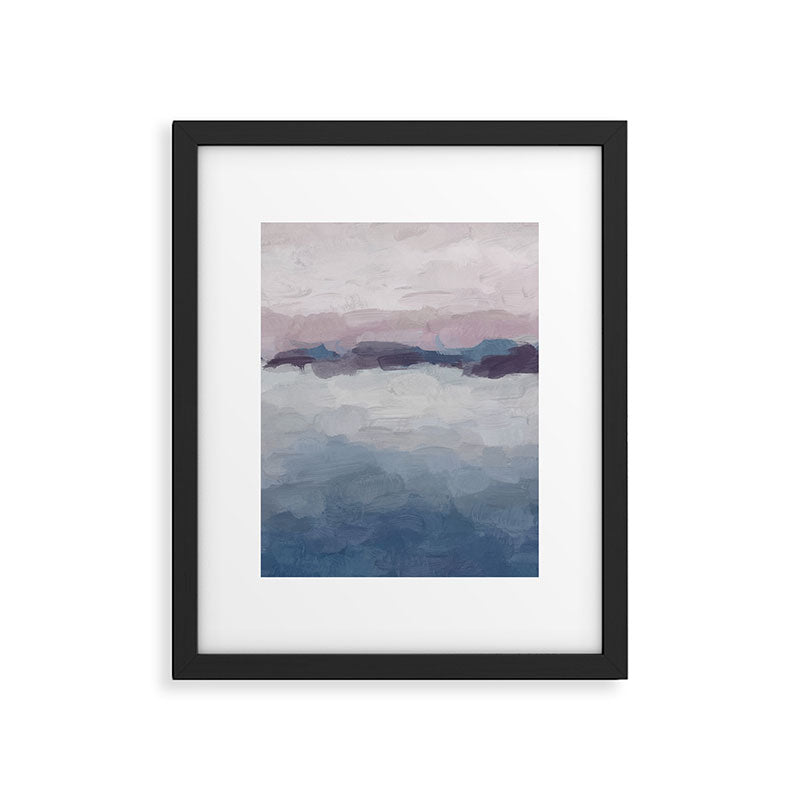 Oceans Away - Plum Purple Lavender Blue Abstract Painting Waves Cloud Horizon Modern Art Framed Art Print Gallery Image 5