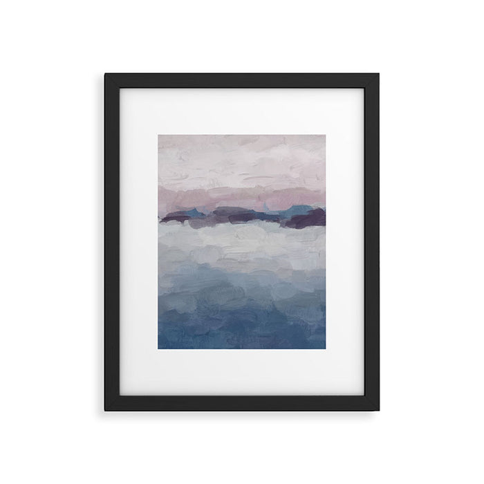 Oceans Away - Plum Purple Lavender Blue Abstract Painting Waves Cloud Horizon Modern Art Framed Art Print Gallery Image 1