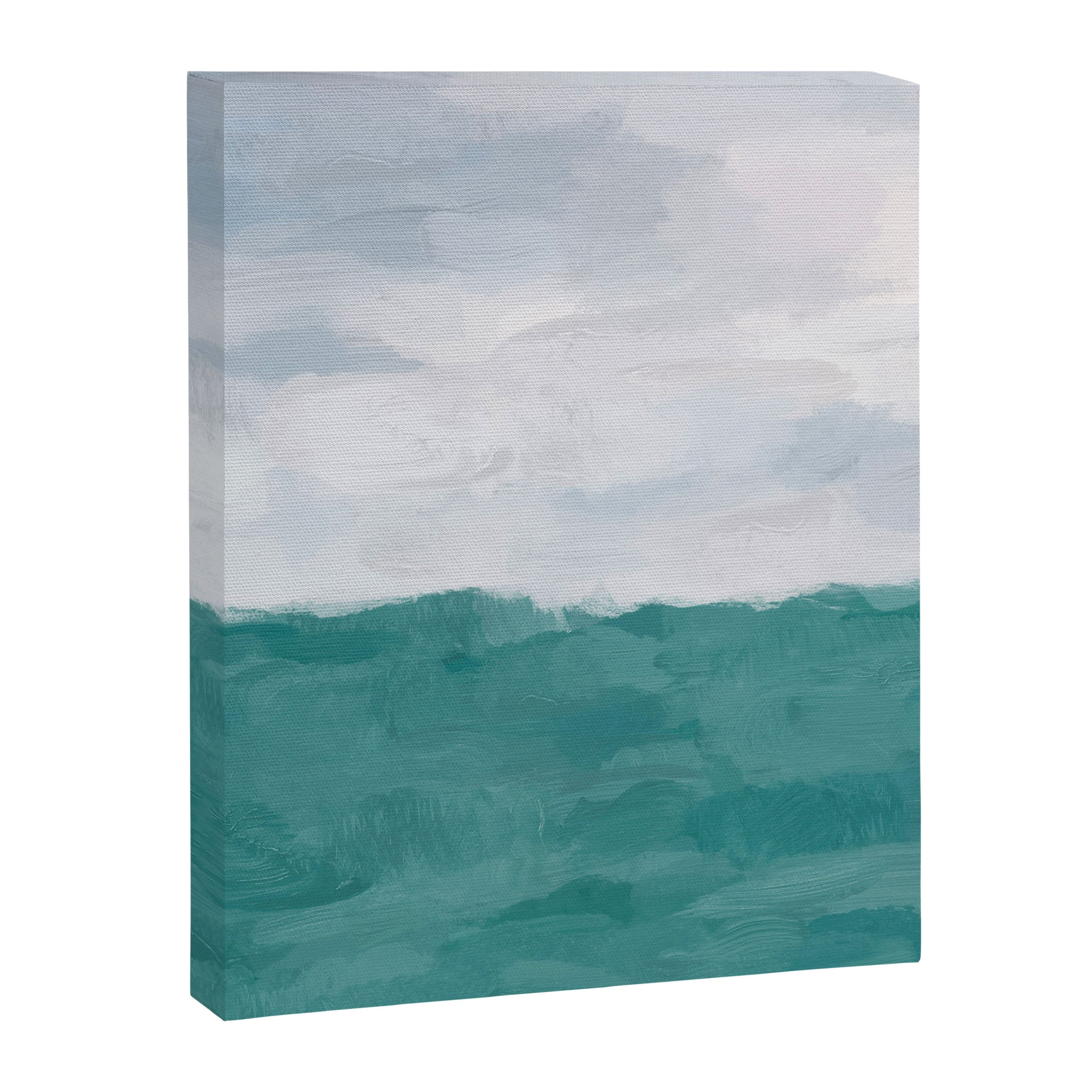 Out to Sea - Aqua Turquoise Mint Waves Horizon Abstract Nature Ocean Painting Art Print Wall Decor  Canvas Print Gallery Image 6