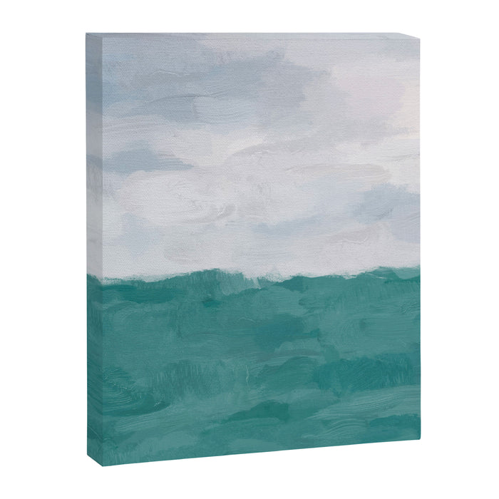 Out to Sea - Aqua Turquoise Mint Waves Horizon Abstract Nature Ocean Painting Art Print Wall Decor  Canvas Print Gallery Image 1