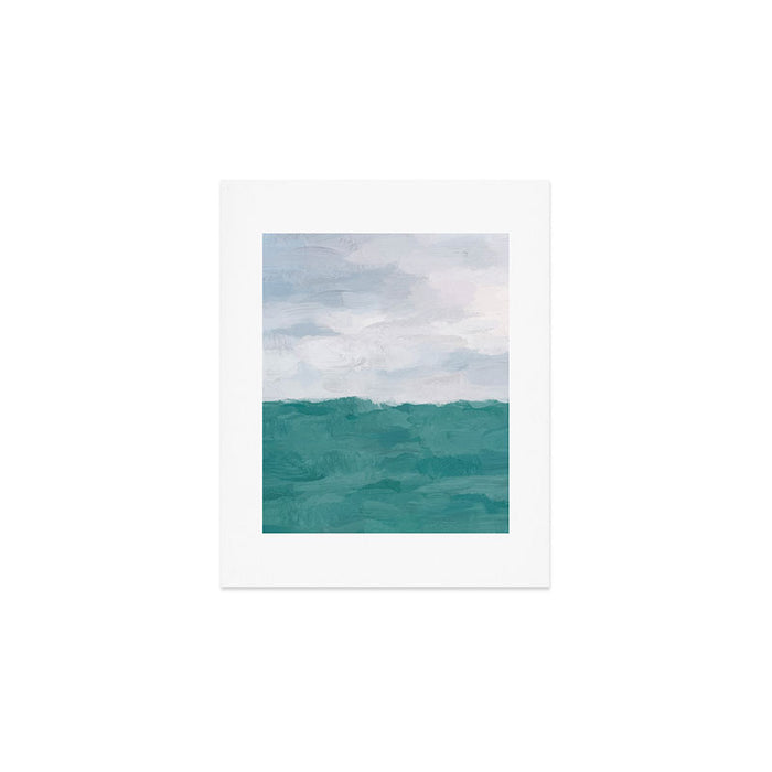 Out to Sea - Aqua Turquoise Mint Waves Horizon Abstract Nature Ocean Painting Art Print Wall Decor  Art Print Gallery Image 1