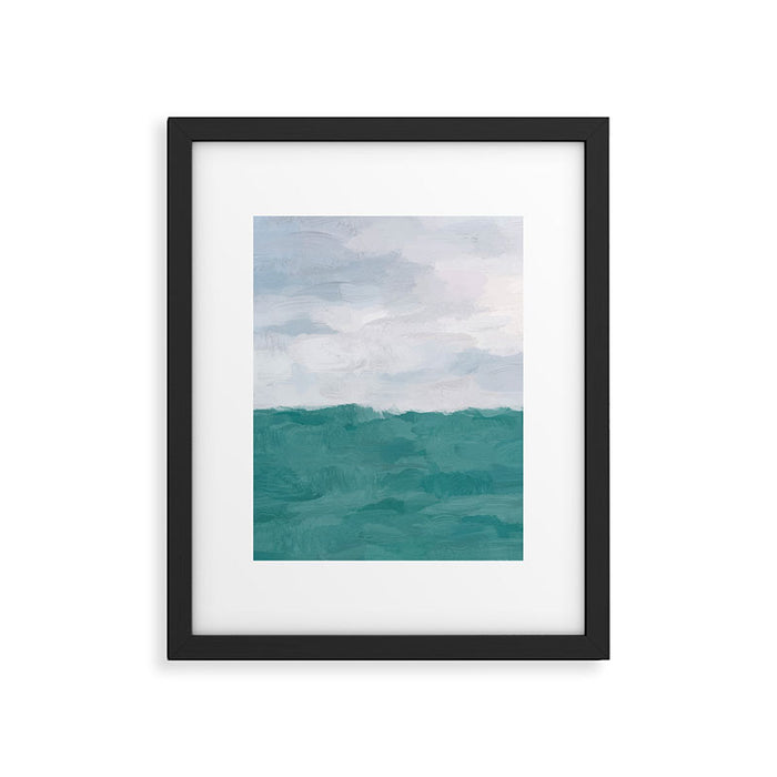 Out to Sea - Aqua Turquoise Mint Waves Horizon Abstract Nature Ocean Painting Art Print Wall Decor  Framed Art Print Gallery Image 1