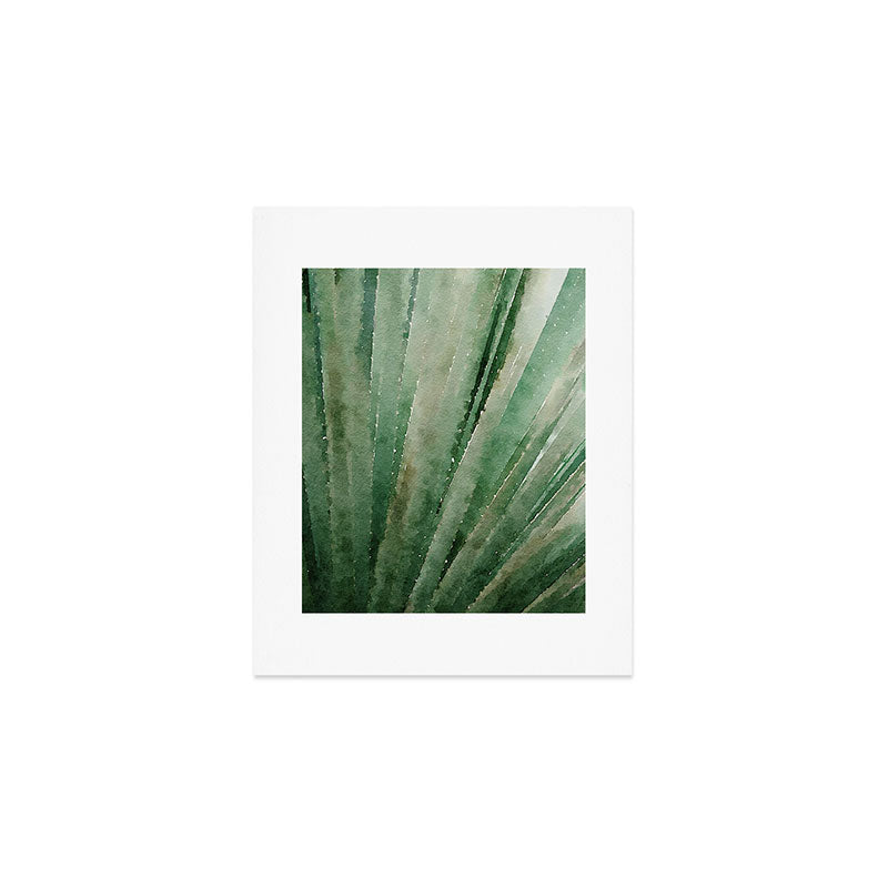 Palm Reading - Botanical Forest Sage Green Close Up Palm Leaf Watercolor Nature Art Print Art Print Gallery Image 1