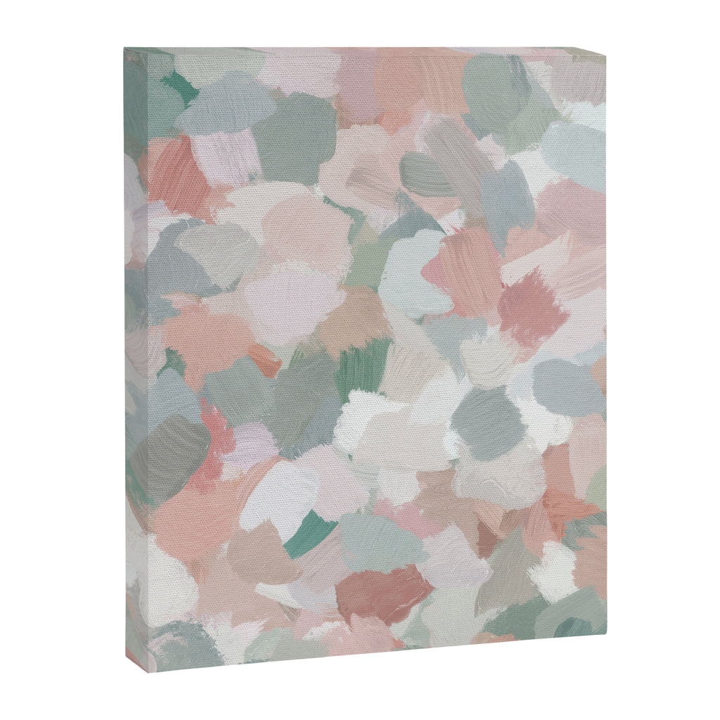 Paris Peonies - Coral Peach Pink Sage Green Mint Spring Flowers Abstract Nature Painting Art Canvas Print Gallery Image 6