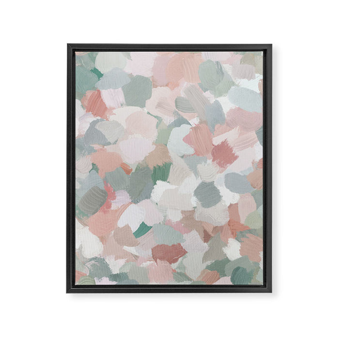 Paris Peonies - Coral Peach Pink Sage Green Mint Spring Flowers Abstract Nature Painting Art Framed Canvas Print Gallery Image 1