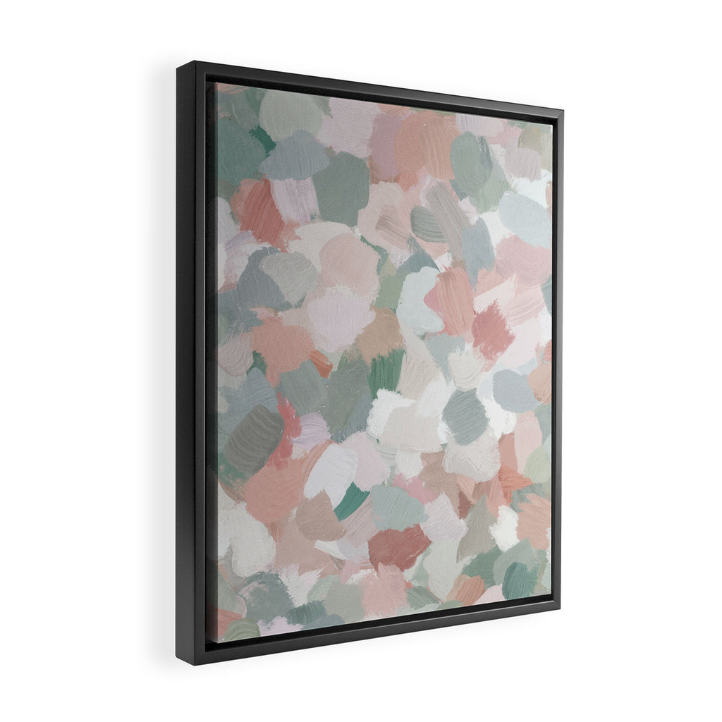 Paris Peonies - Coral Peach Pink Sage Green Mint Spring Flowers Abstract Nature Painting Art Framed Canvas Print Gallery Image 2