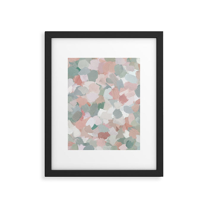 Paris Peonies - Coral Peach Pink Sage Green Mint Spring Flowers Abstract Nature Painting Art Framed Art Print Gallery Image 1
