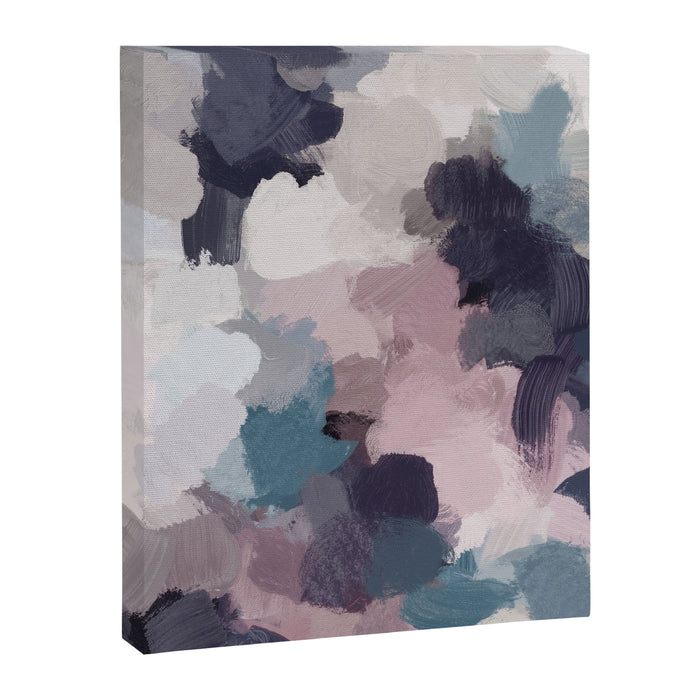 Picking Blackberries - Teal Indigo Lavender Abstract Wall Art, Feminine Painting Print, Modern Art Canvas Print Gallery Image 1