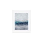 Rainy Morning - Indigo Navy Ocean Horizon, Sky Gray Blue Abstract Nature Ocean Cloudy Sunrise Water Art Print Gallery Image 1