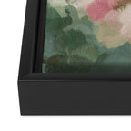 Rose Garden - Forest Sage Green Fuchsia Pink Floral Rose Garden Abstract Flower Painting Art Print Framed Canvas Print Gallery Image 3