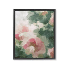 Rose Garden - Forest Sage Green Fuchsia Pink Floral Rose Garden Abstract Flower Painting Art Print Framed Canvas Print Gallery Image 6