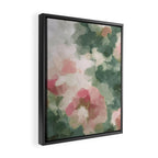 Rose Garden - Forest Sage Green Fuchsia Pink Floral Rose Garden Abstract Flower Painting Art Print Framed Canvas Print Gallery Image 2