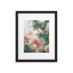 Rose Garden - Forest Sage Green Fuchsia Pink Floral Rose Garden Abstract Flower Painting Art Print Framed Art Print Gallery Image 5