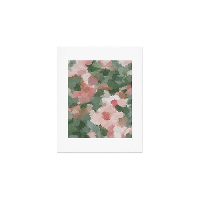 Rosy Radiance - Light Pink Rose Flower Forest Sage Green Leaf Garden Abstract Nature Painting Art Art Print Gallery Image 1