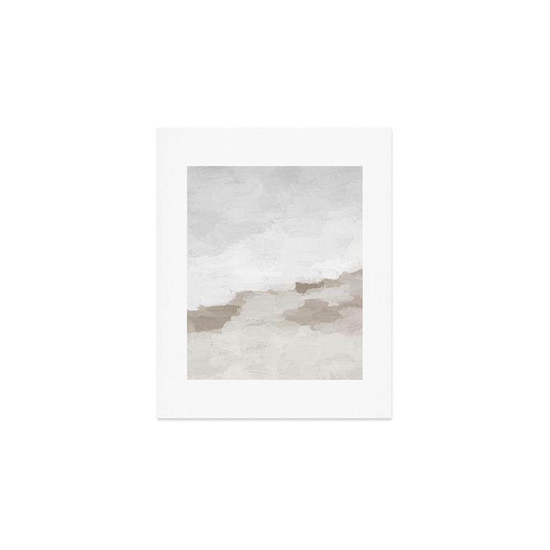 Sands of Time I - Gray Clouds Beige Sandy Desert Dunes Desolate Abstract Nature Painting Art Print Art Print Gallery Image 1