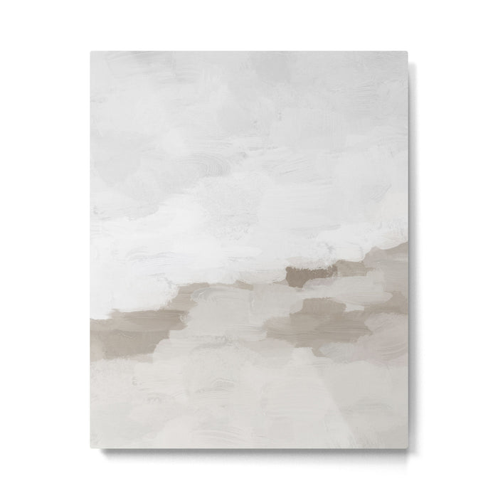 Sands of Time I - Gray Clouds Beige Sandy Desert Dunes Desolate Abstract Nature Painting Art Print Metal Print Gallery Image 1