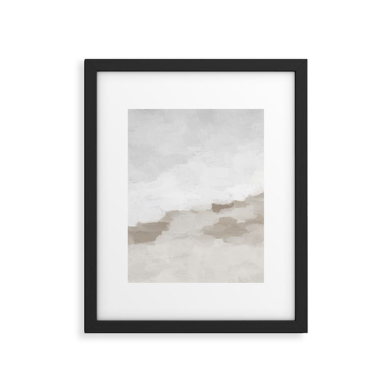 Sands of Time I - Gray Clouds Beige Sandy Desert Dunes Desolate Abstract Nature Painting Art Print Framed Art Print Gallery Image 5