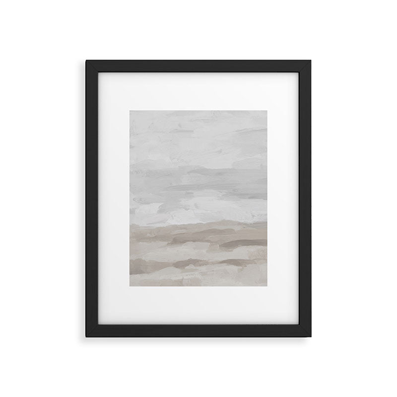 Sands of Time II - Gray Stormy Clouds Beige Sandy Beach Coastal Ocean Abstract Nature Painting Framed Art Print Gallery Image 5