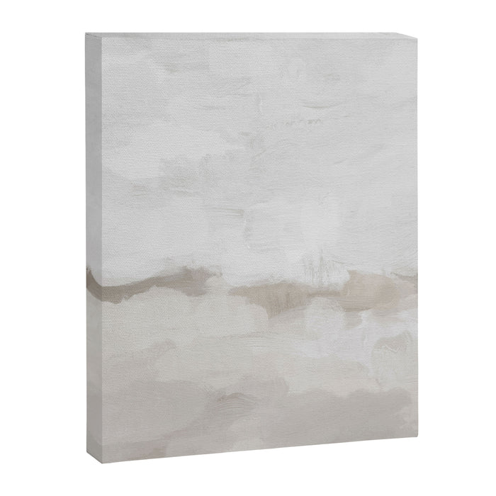 Sands of Time III - Neutral White Beige Gray Sandy Beach Ocean Gray Cloud Abstract Nature Painting Canvas Print Gallery Image 1
