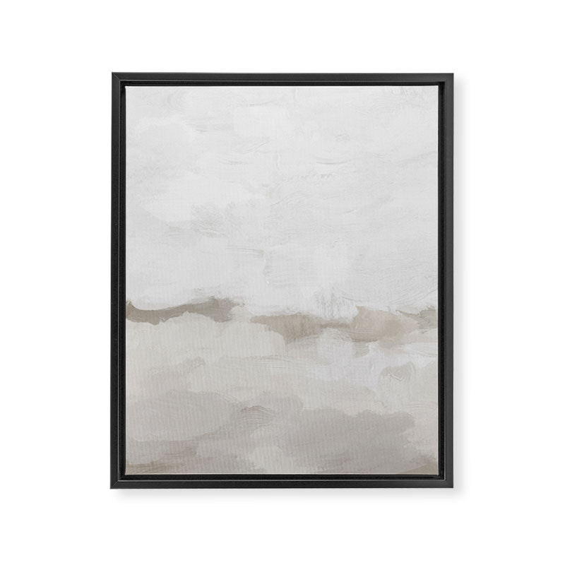 Sands of Time III - Neutral White Beige Gray Sandy Beach Ocean Gray Cloud Abstract Nature Painting Framed Canvas Print Gallery Image 6