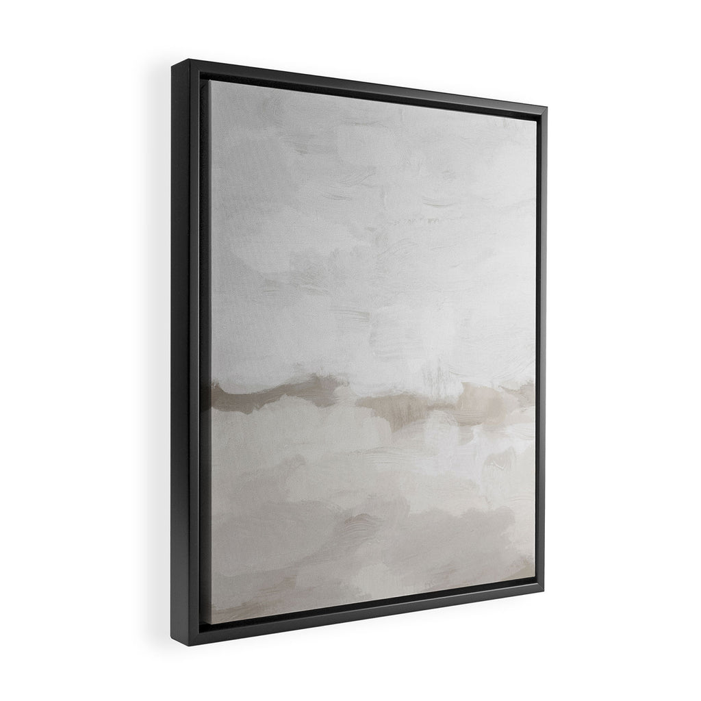 Sands of Time III - Neutral White Beige Gray Sandy Beach Ocean Gray Cloud Abstract Nature Painting Framed Canvas Print Gallery Image 2