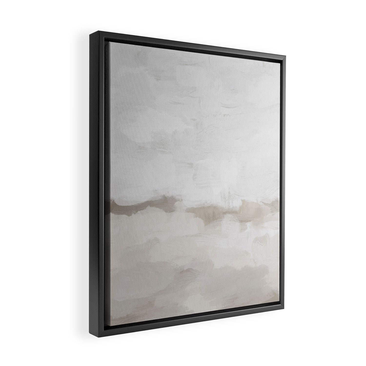 Sands of Time III - Neutral White Beige Gray Sandy Beach Ocean Gray Cloud Abstract Nature Painting Framed Canvas Print Gallery Image 2