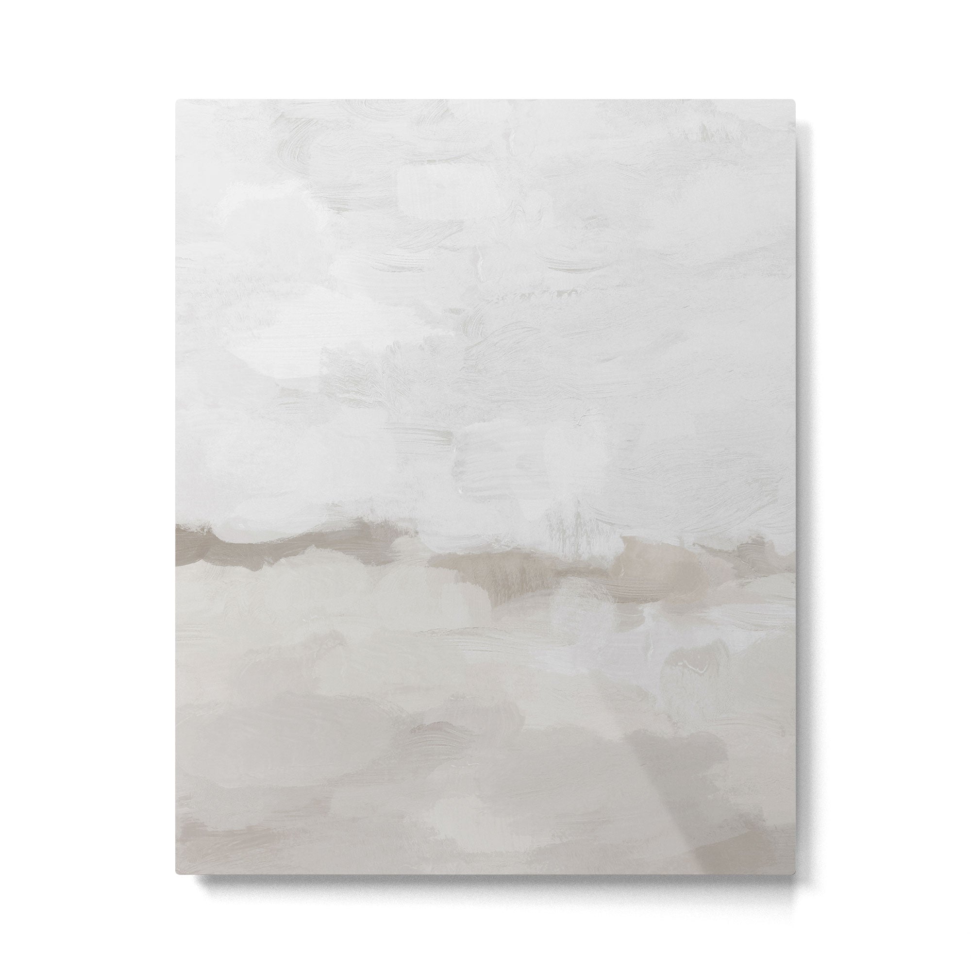 Sands of Time III - Neutral White Beige Gray Sandy Beach Ocean Gray Cloud Abstract Nature Painting Metal Print Gallery Image 4