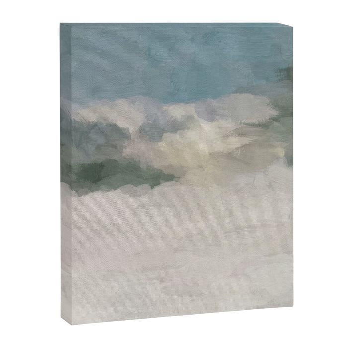 Sandy Dunes - Modern Abstract Painting, Teal Blue, Sage Green, Beige Yellow Prints Wall Art Ocean Canvas Print Gallery Image 1