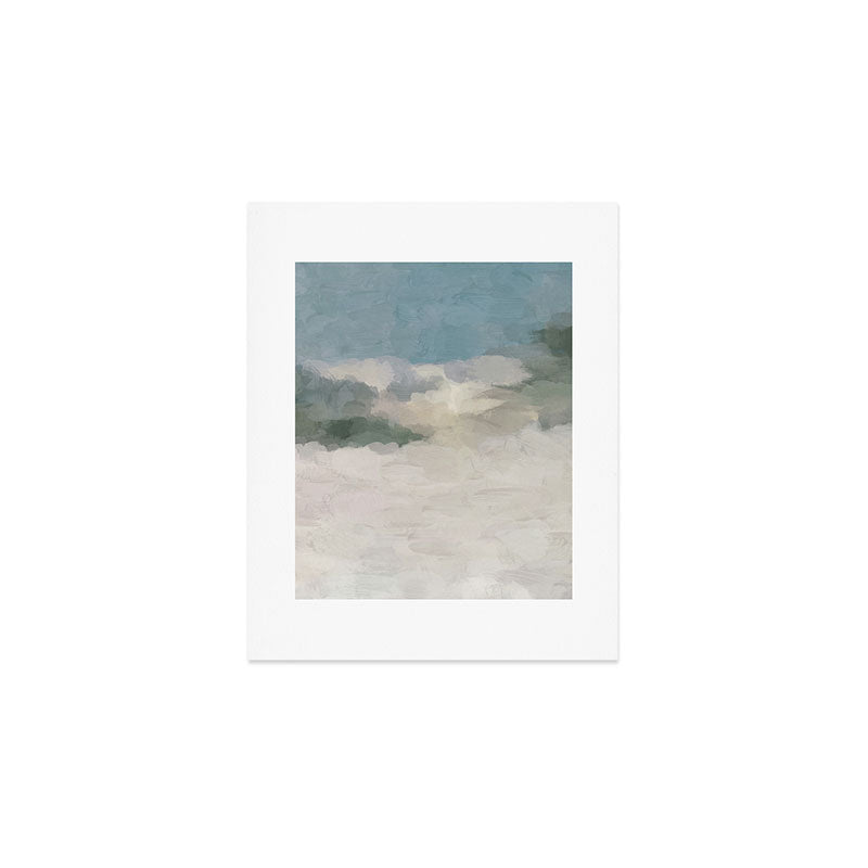 Sandy Dunes - Modern Abstract Painting, Teal Blue, Sage Green, Beige Yellow Prints Wall Art Ocean Art Print Gallery Image 1