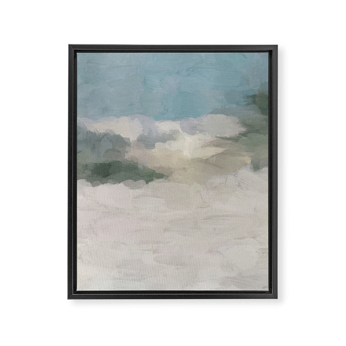 Sandy Dunes - Modern Abstract Painting, Teal Blue, Sage Green, Beige Yellow Prints Wall Art Ocean Framed Canvas Print Gallery Image 1