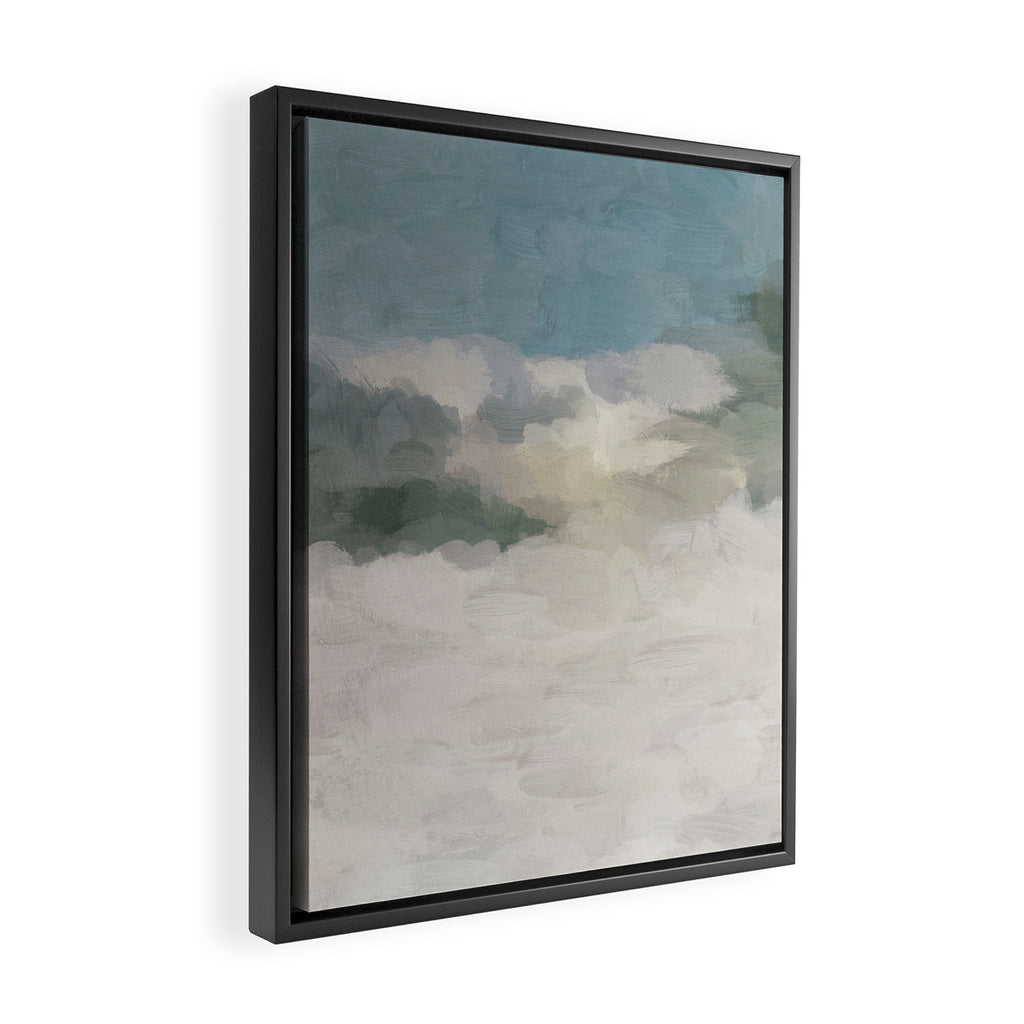 Sandy Dunes - Modern Abstract Painting, Teal Blue, Sage Green, Beige Yellow Prints Wall Art Ocean Framed Canvas Print Gallery Image 2