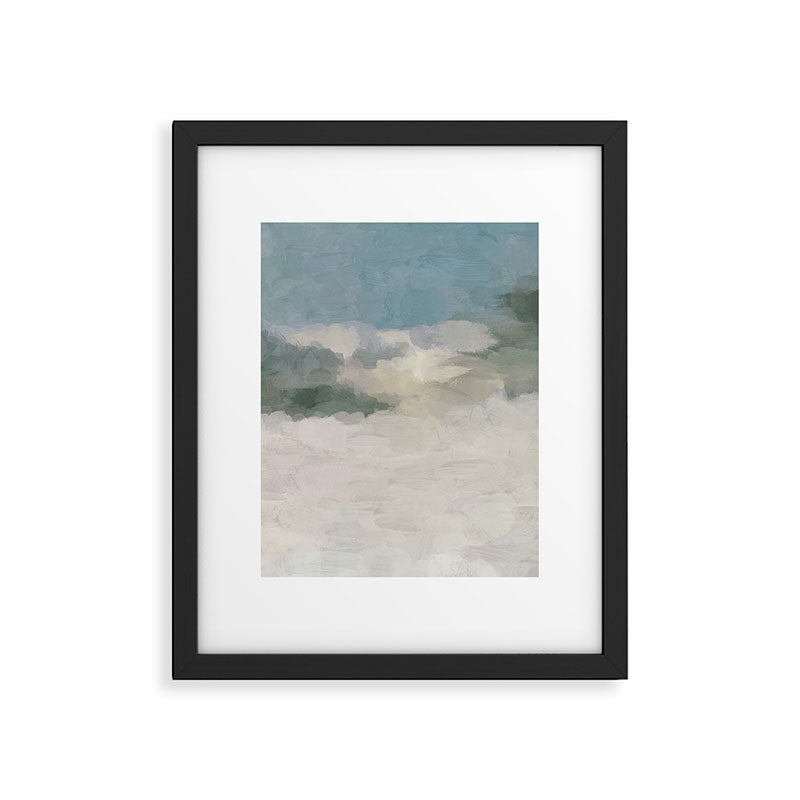 Sandy Dunes - Modern Abstract Painting, Teal Blue, Sage Green, Beige Yellow Prints Wall Art Ocean Framed Art Print Gallery Image 5