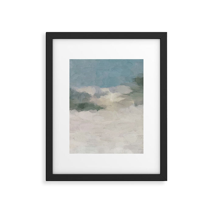 Sandy Dunes - Modern Abstract Painting, Teal Blue, Sage Green, Beige Yellow Prints Wall Art Ocean Framed Art Print Gallery Image 1
