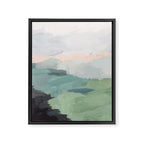 Farmland Sunset II - Seafoam Green Mint Black Blush Pink Abstract Nature Land Art Painting Framed Canvas Print Gallery Image 6