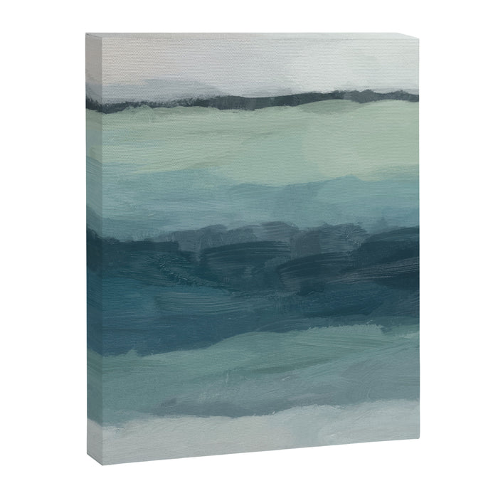 Sea Levels - Seafoam Green Mint Navy Blue Abstract Ocean Art Painting Canvas Print Gallery Image 1
