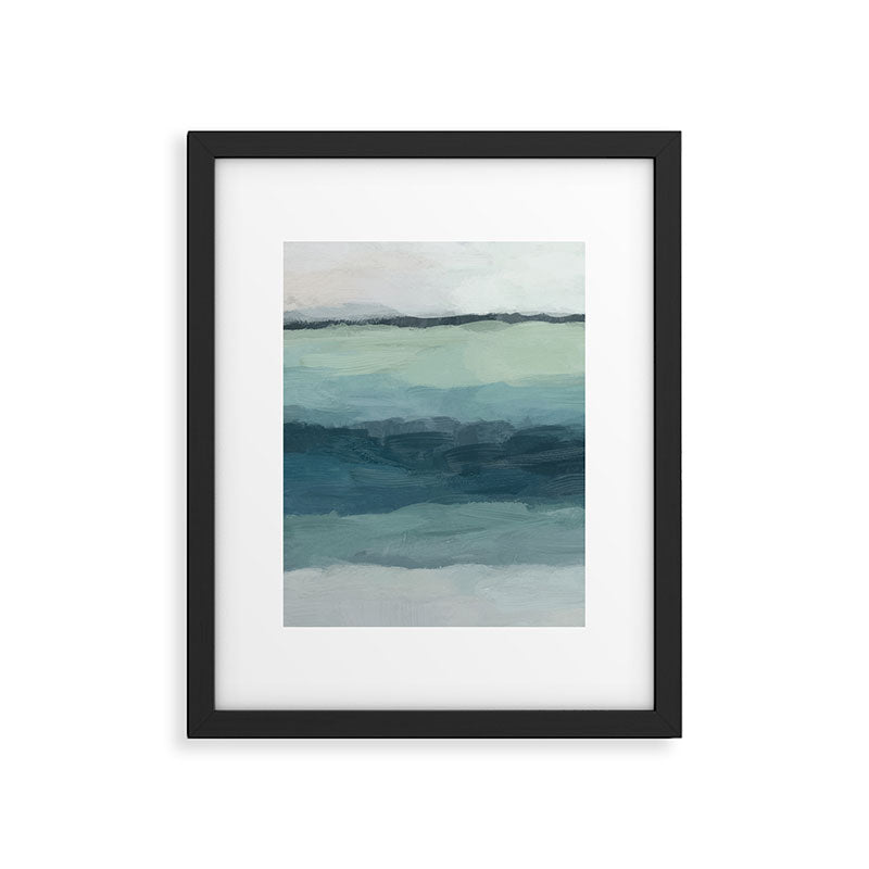 Sea Levels - Seafoam Green Mint Navy Blue Abstract Ocean Art Painting Framed Art Print Gallery Image 5