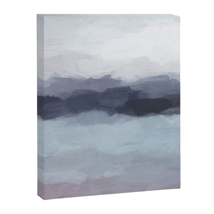 Shorebreak at Sunset - Plum Purple Navy Indigo Ocean Sky Blue Waves Abstract Nature Painting Art Canvas Print Gallery Image 1