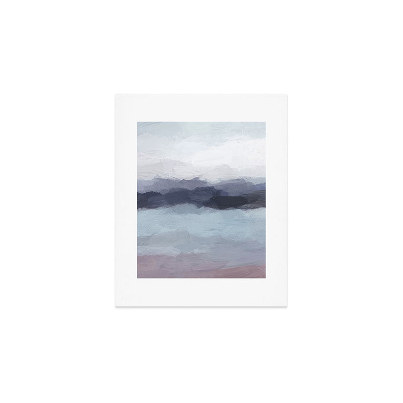 Shorebreak at Sunset - Plum Purple Navy Indigo Ocean Sky Blue Waves Abstract Nature Painting Art Art Print Gallery Image 1