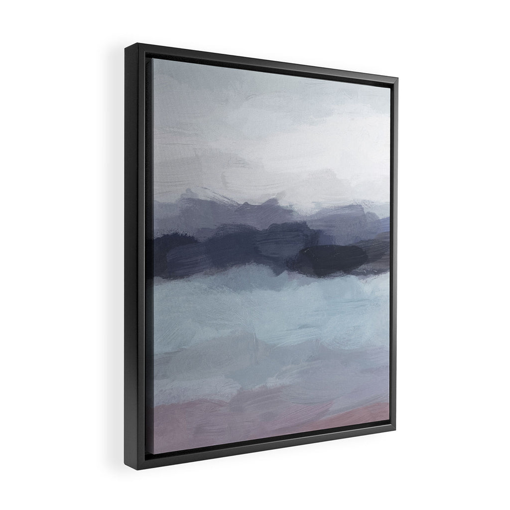 Shorebreak at Sunset - Plum Purple Navy Indigo Ocean Sky Blue Waves Abstract Nature Painting Art Framed Canvas Print Gallery Image 2