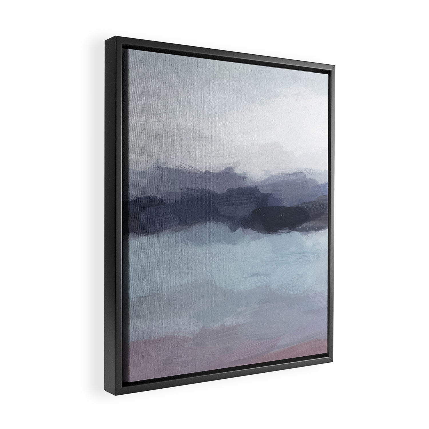 Shorebreak at Sunset - Plum Purple Navy Indigo Ocean Sky Blue Waves Abstract Nature Painting Art Framed Canvas Print Gallery Image 2
