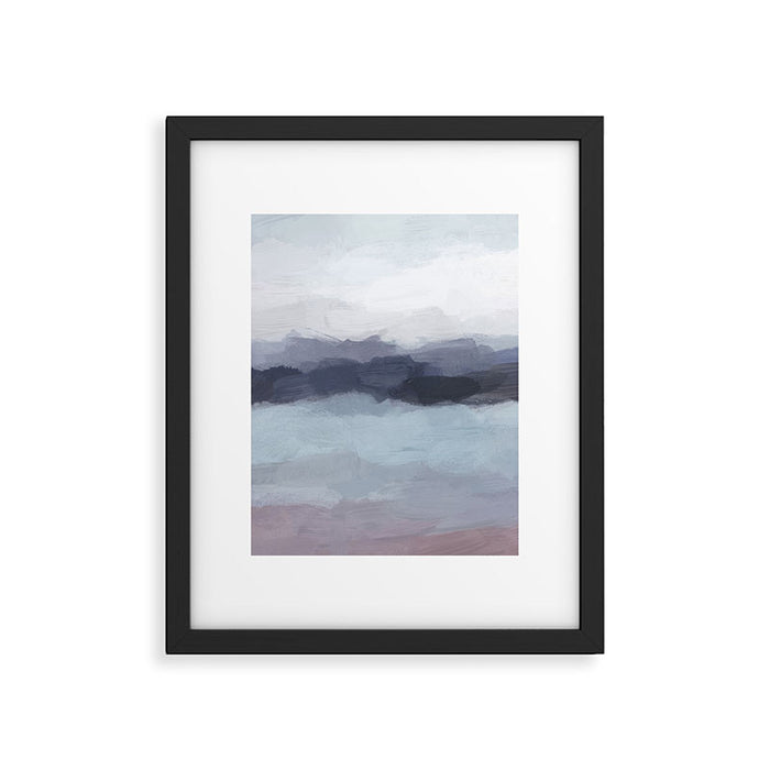 Shorebreak at Sunset - Plum Purple Navy Indigo Ocean Sky Blue Waves Abstract Nature Painting Art Framed Art Print Gallery Image 1