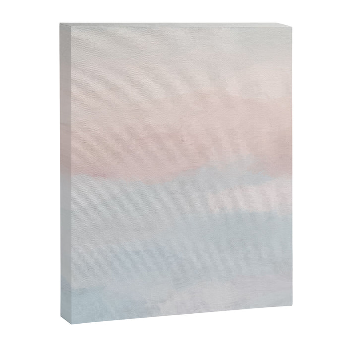 Soothing Seas I - Soft Pink and Blue Sunrise Horizon Ocean for Nursery Abstract Coastal Painting Art Canvas Print Gallery Image 1