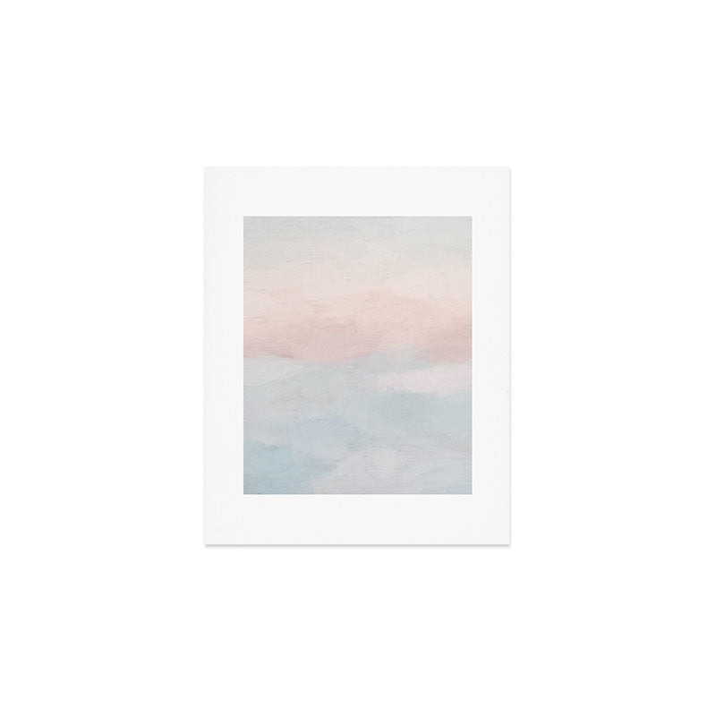 Soothing Seas I - Soft Pink and Blue Sunrise Horizon Ocean for Nursery Abstract Coastal Painting Art Art Print Gallery Image 1