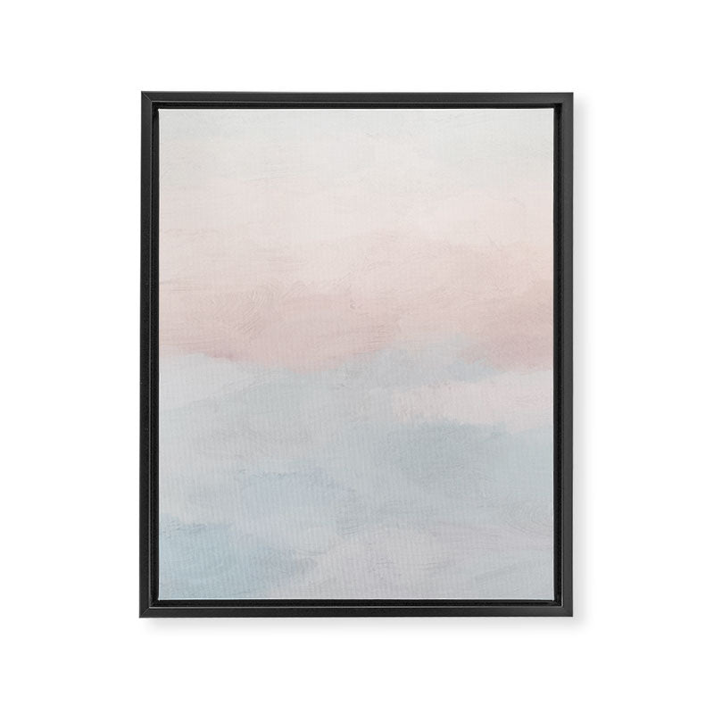 Soothing Seas I - Soft Pink and Blue Sunrise Horizon Ocean for Nursery Abstract Coastal Painting Art Framed Canvas Print Gallery Image 6