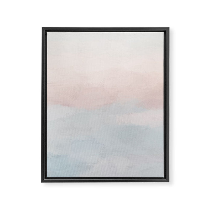 Soothing Seas I - Soft Pink and Blue Sunrise Horizon Ocean for Nursery Abstract Coastal Painting Art Framed Canvas Print Gallery Image 1
