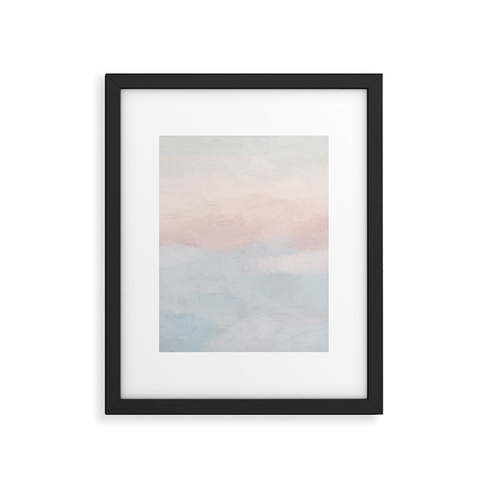 Soothing Seas I - Soft Pink and Blue Sunrise Horizon Ocean for Nursery Abstract Coastal Painting Art Framed Art Print Gallery Image 1