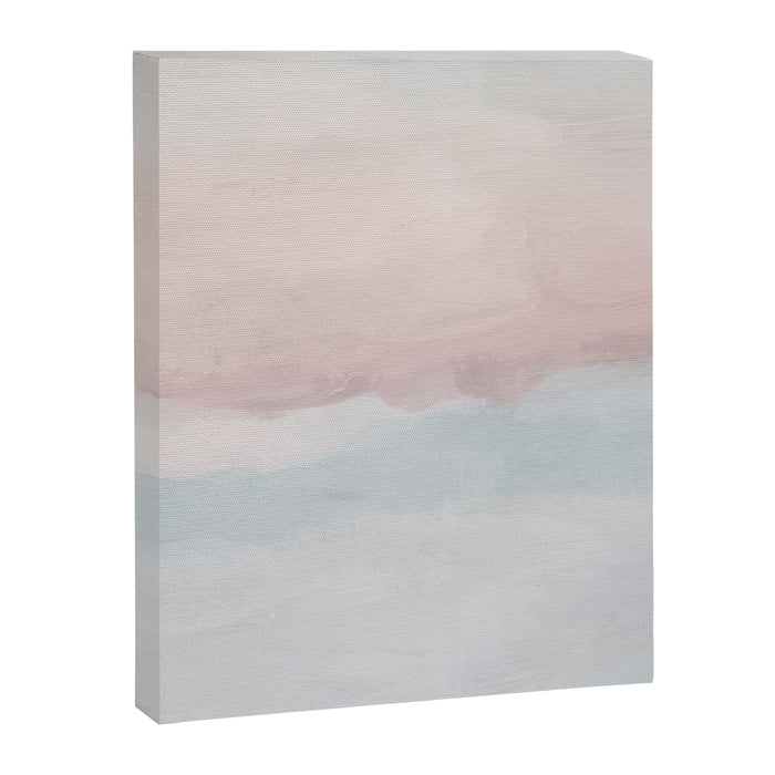Soothing Seas II - Soft Pink Blue Sunrise Horizon Ocean for Nursery II Abstract Coastal Painting Art Canvas Print Gallery Image 1