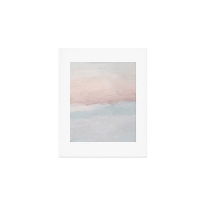 Soothing Seas II - Soft Pink Blue Sunrise Horizon Ocean for Nursery II Abstract Coastal Painting Art Art Print Gallery Image 1