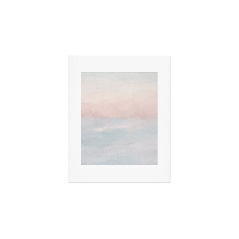 Soothing Seas III - Soft Pink Blue Sunrise Horizon Ocean for Nursery Abstract Coastal Painting Art Art Print Gallery Image 1